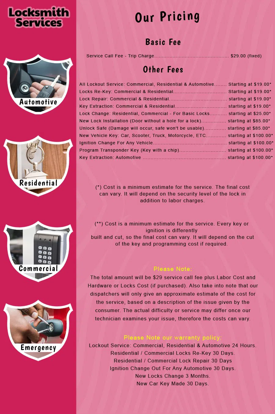 Westville NJ Locksmith Store Westville, NJ 856-437-5368 - price-list-c-18